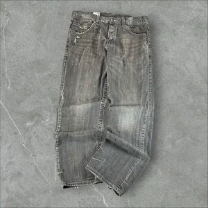 Parish Jeans Mens 34x30 Black Y2K Baggy Grunge Hip Hop Urban 2000s Emo Mallgoth